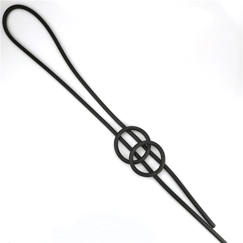 Recycled Rubber/Silicone Long Geometric Double Circle Pendant Necklace