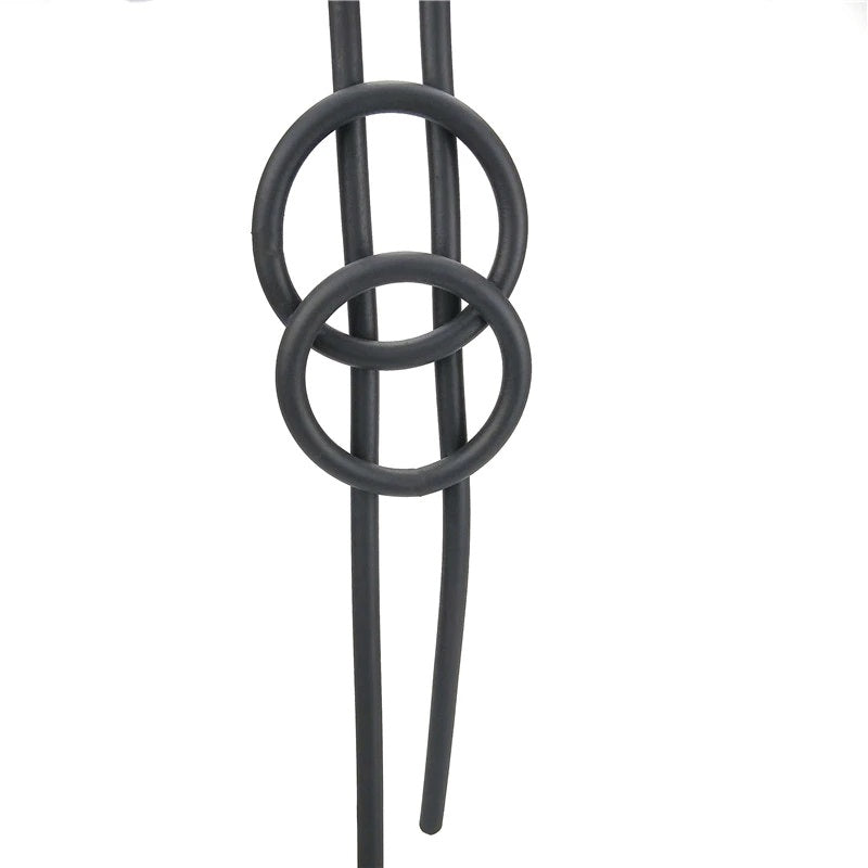 Recycled Rubber/Silicone Long Geometric Double Circle Pendant Necklace