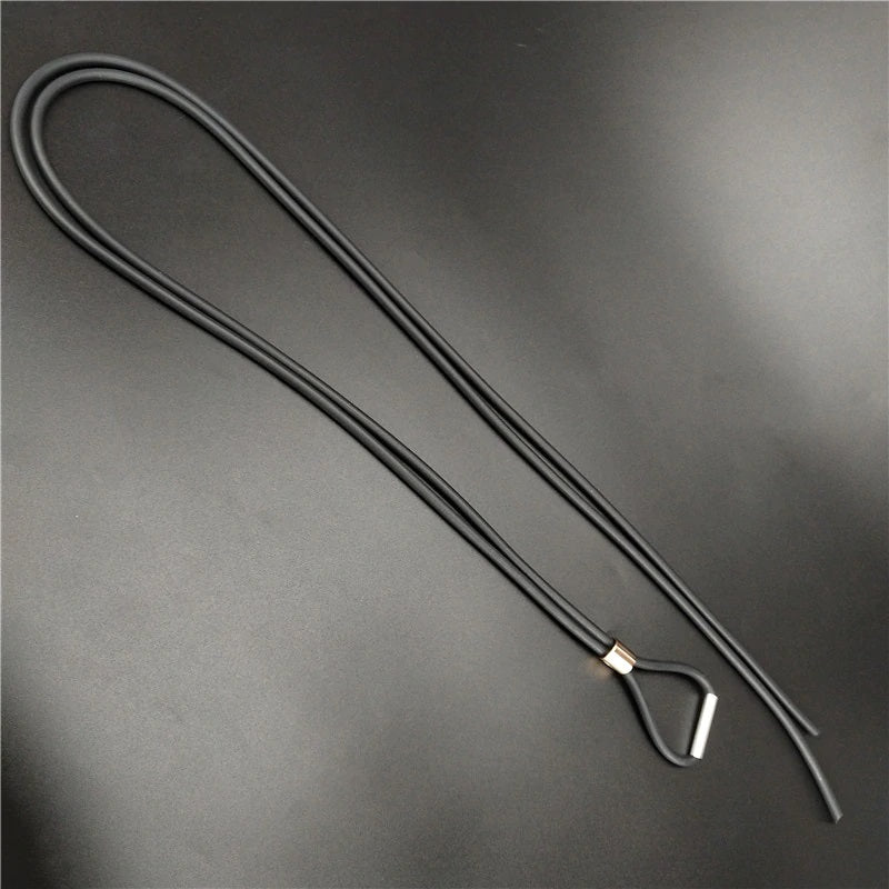 Recycled Rubber/Silicone Simple Long Necklace with Slide Pendant Adjustable