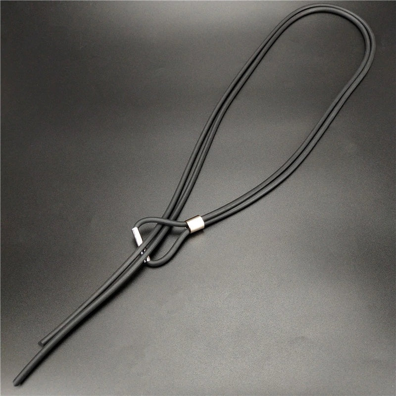 Recycled Rubber/Silicone Simple Long Necklace with Slide Pendant Adjustable