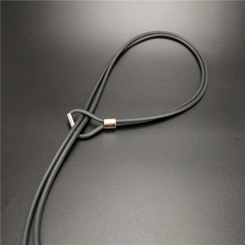 Recycled Rubber/Silicone Simple Long Necklace with Slide Pendant Adjustable