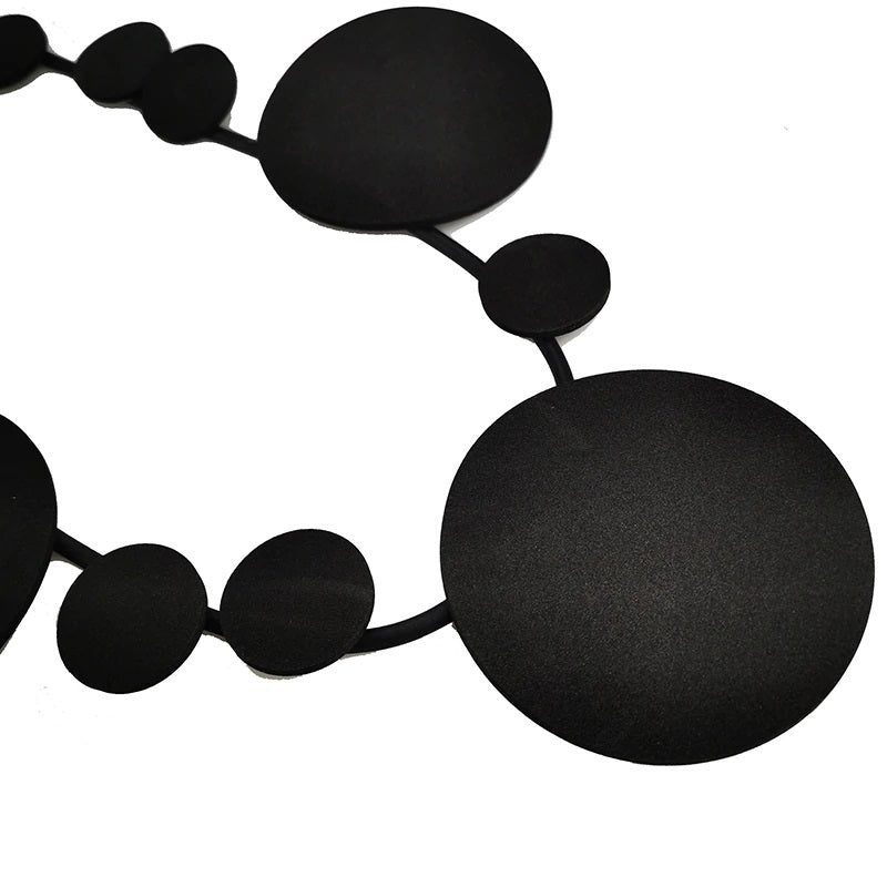 Recycled Rubber/Silicone Disk Pattern Long Geometric Necklace
