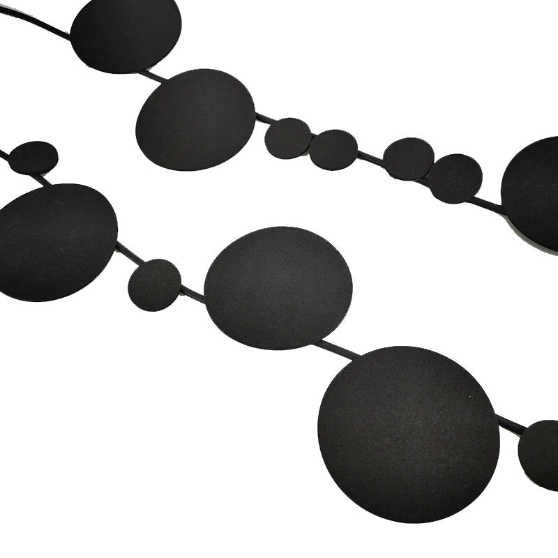 Recycled Rubber/Silicone Disk Pattern Long Geometric Necklace