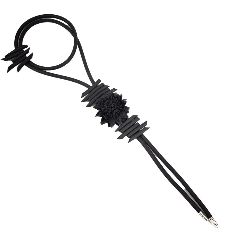 Recycled Rubber/Silicone Long Geometric Pendant Necklace Nature Theme
