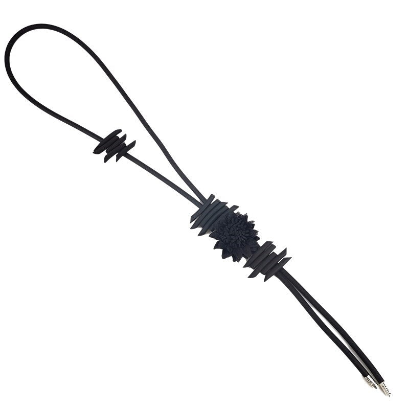 Recycled Rubber/Silicone Long Geometric Pendant Necklace Nature Theme