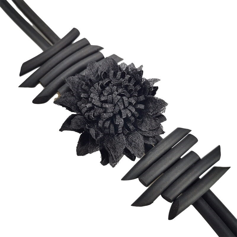 Recycled Rubber/Silicone Long Geometric Pendant Necklace Nature Theme