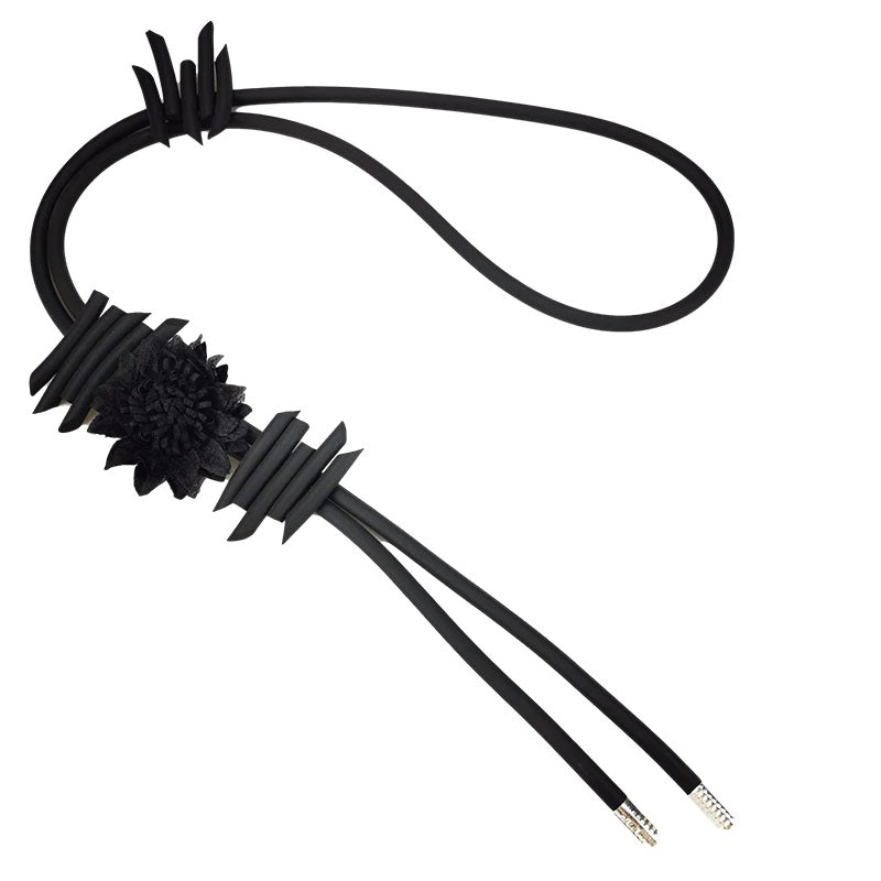 Recycled Rubber/Silicone Long Geometric Pendant Necklace Nature Theme