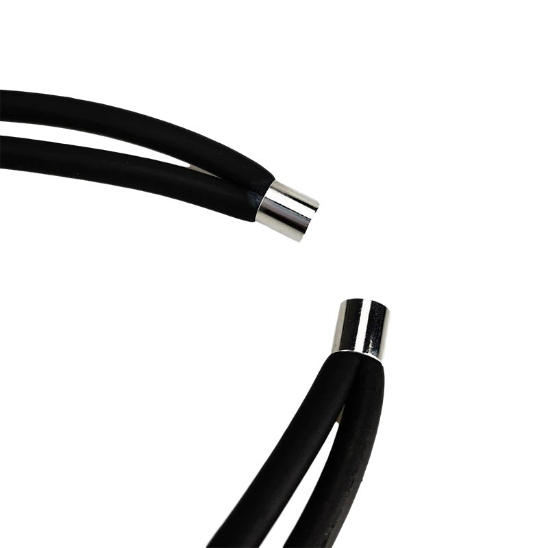 Recycled Rubber/Silicone Long Necklace Circle Décor with Wood Accents Multi Strands. Gold/Black