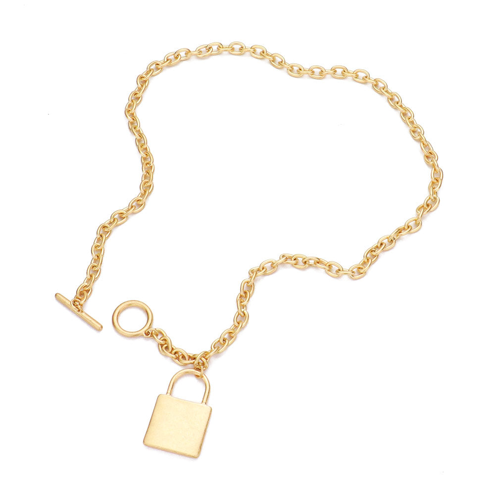 PAD LOCK PENDANT TOGGLE NECKLACE Gold