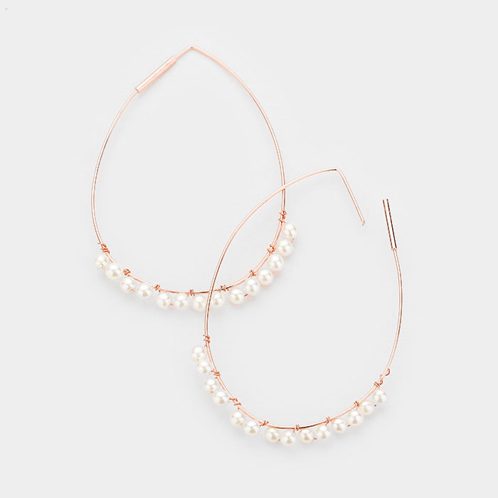 Tiny Pearl Teardrop Hoop Earrings
