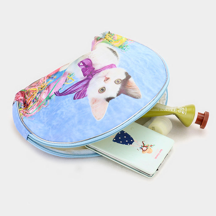 Cat Printed Cosmetic Bag Zippered Vinyl
