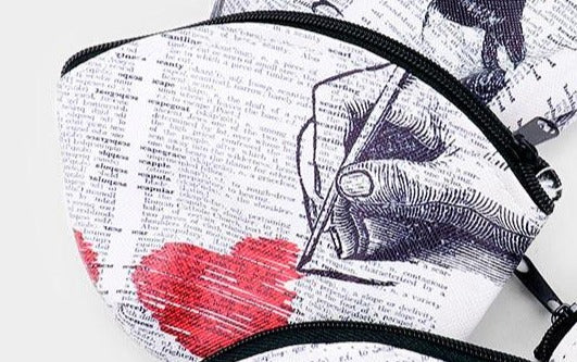 "My Love" Heart Newspaper Coin Purses 4 styles