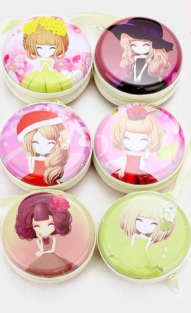 Character Print Coin Zipper 3D Round Purses