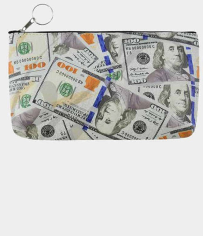$100 DOLLAR 3D PRINT MINI POUCH ZIPPER BAGS