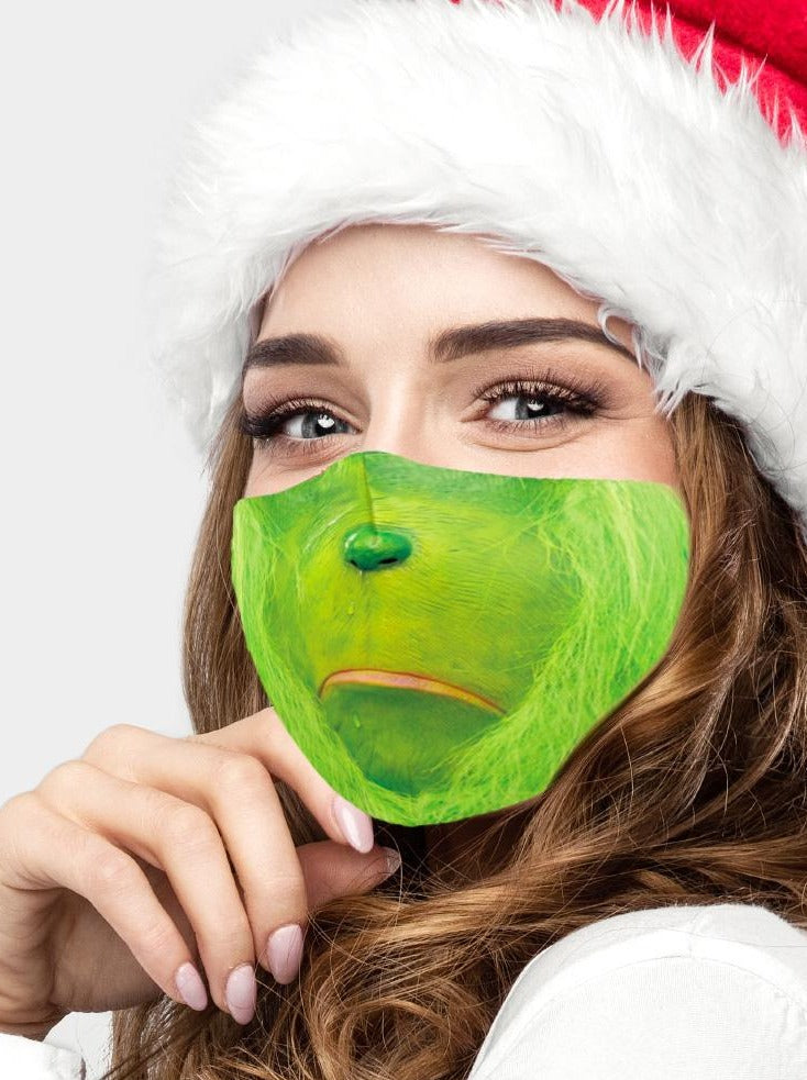 Grinch Lip/Face Print Cotton Fashion Masks