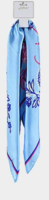 Flower Print Satin Scarf 19x19 5 Colors