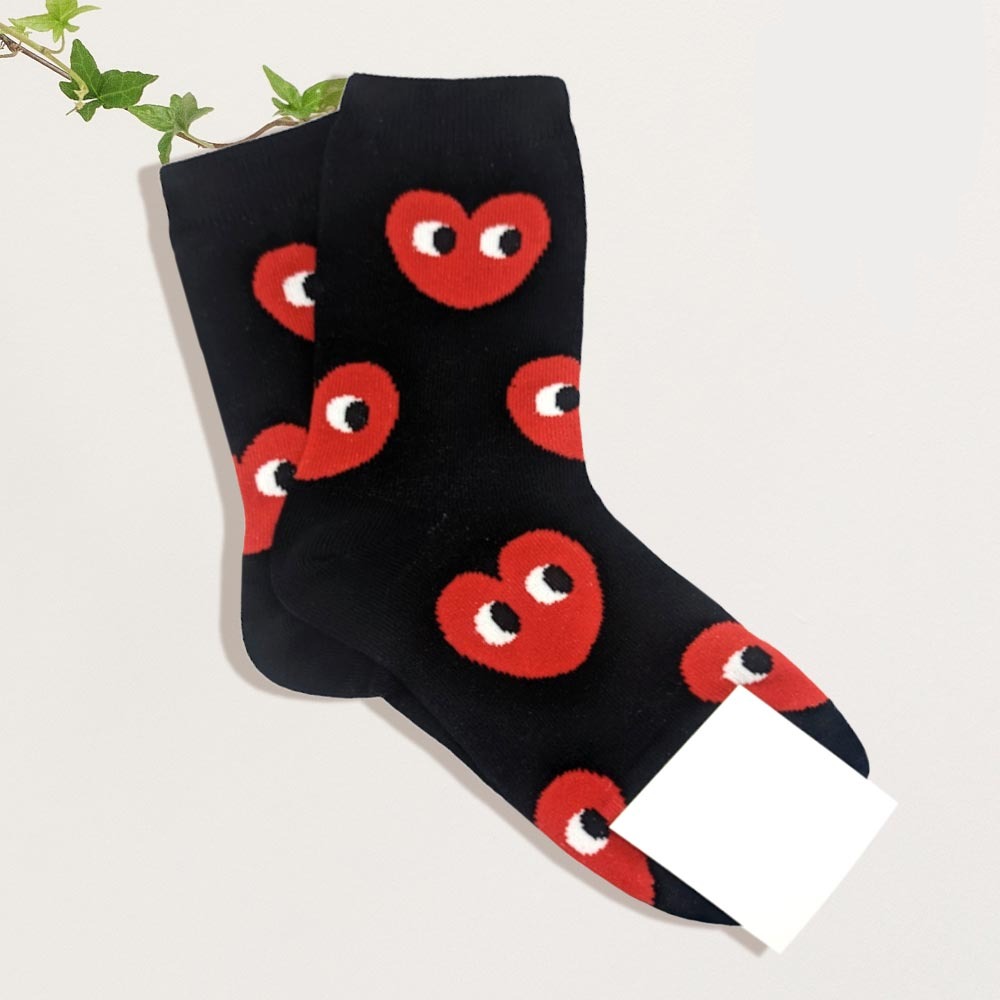 Heart Patterned Socks Black