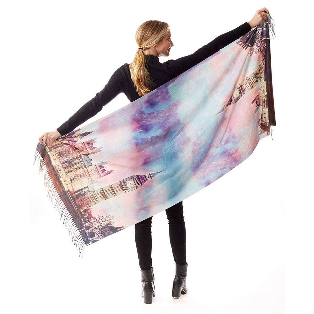 BIG BEN CLOCK TOWER PAINTING PRINTED SCARF