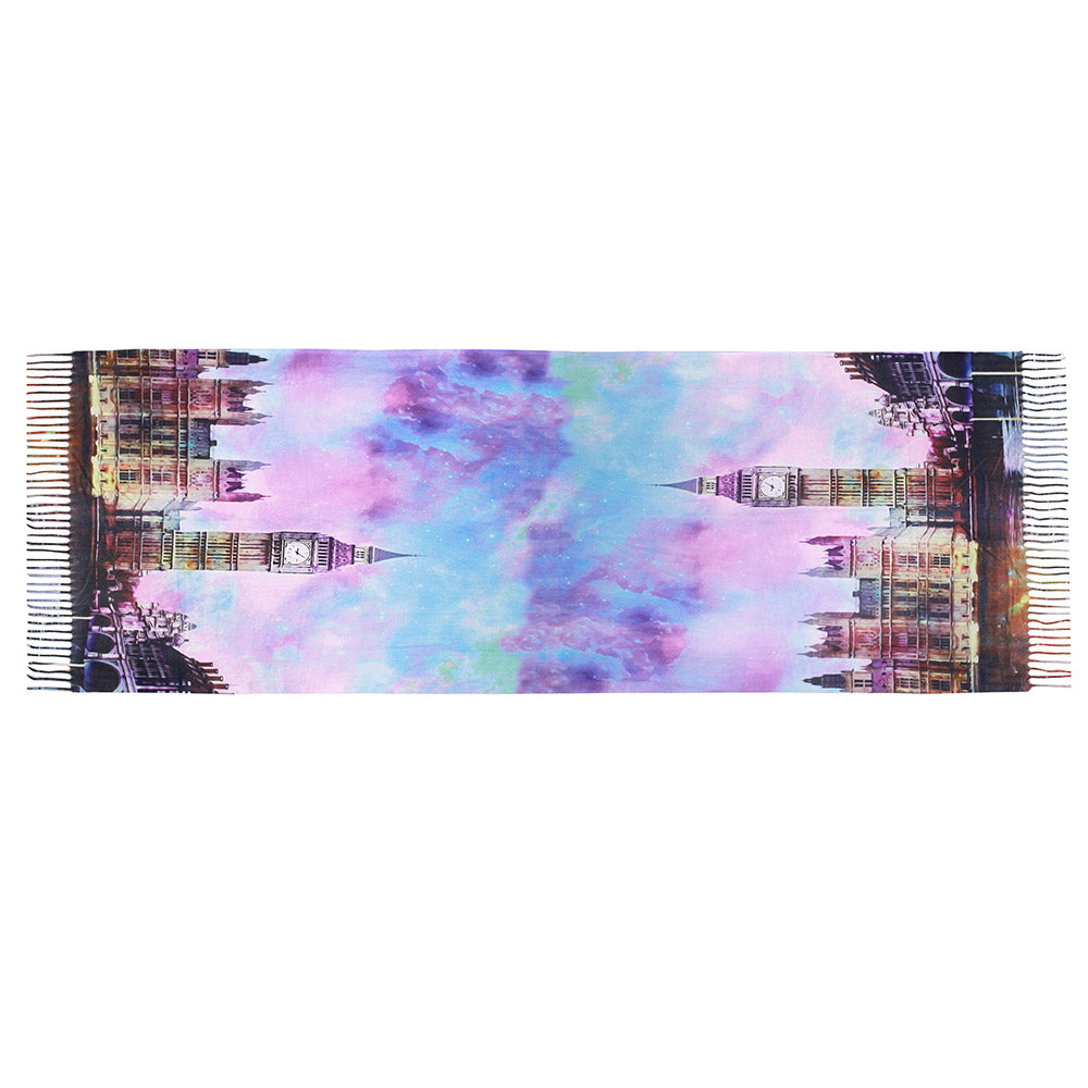 BIG BEN CLOCK TOWER PAINTING PRINTED SCARF