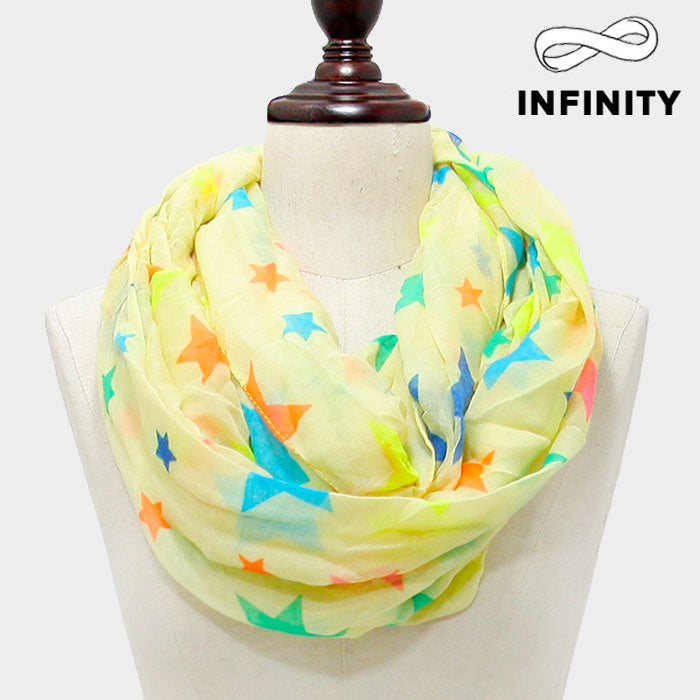 Neon Star Print Infinity Scarf -YELLOW