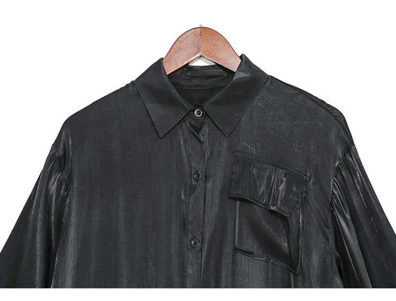 Long Sleeve Zip Long Hem w/ Mesh Skirt Shirt/Duster in Black