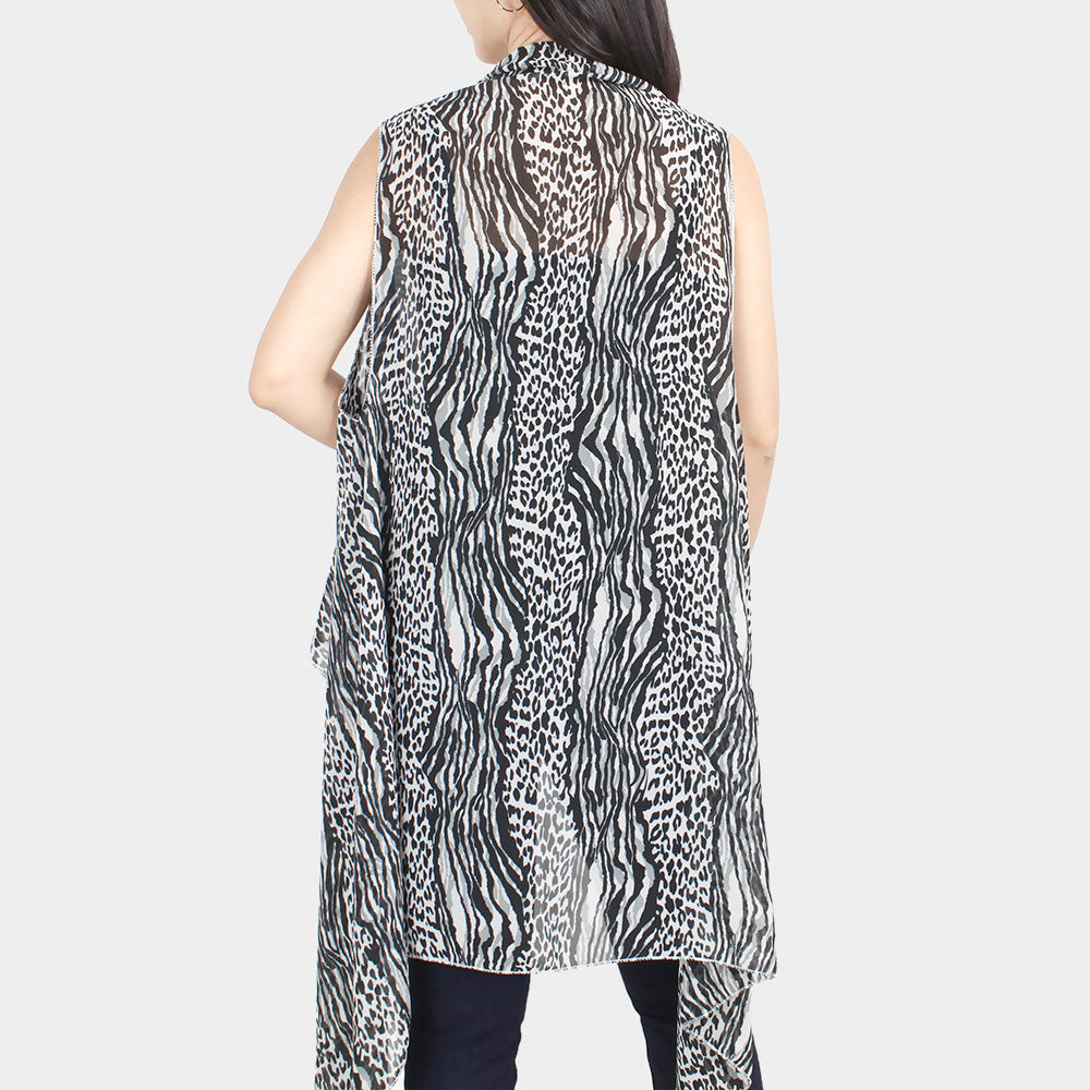 Animal Print Vest Cover-up Spring/Summer Black