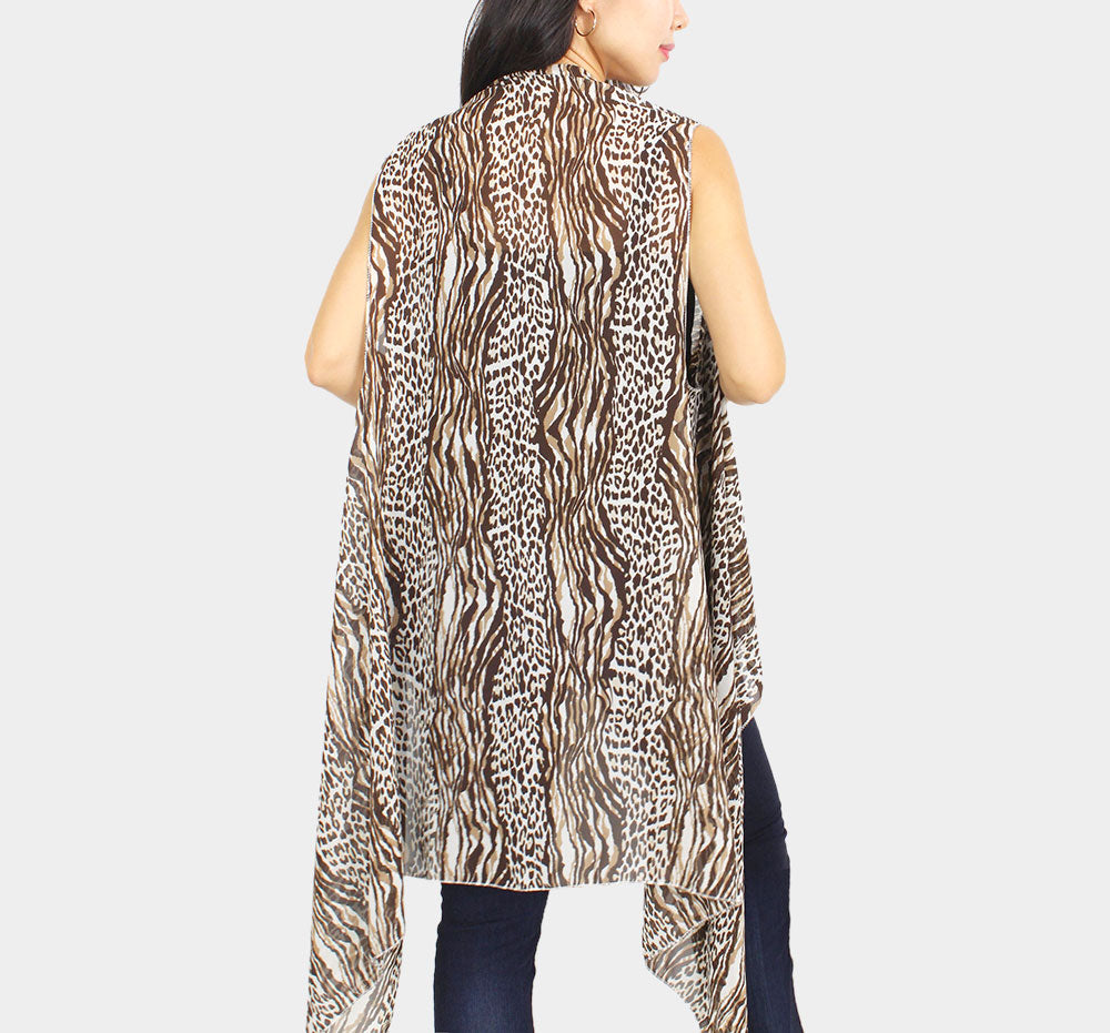 Animal Print Vest Cover-up Spring/Summer Brown