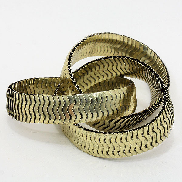 Vintage 3 Strand Burnished Gold Stretch Bracelet