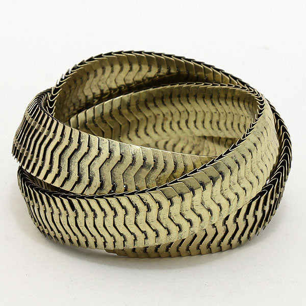 Vintage 3 Strand Burnished Gold Stretch Bracelet