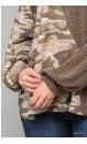 Two Tone Knit and Camo Print V-Neck Top by Vanilla
