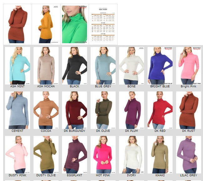 Microfiber Long Sleeve Mock-neck Turtleneck TOP by Vanilla