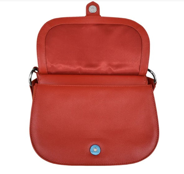 Leather Saddle Bag in Red