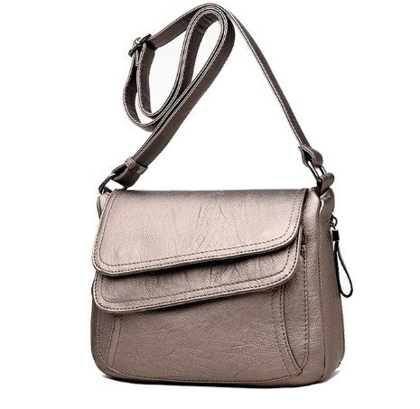 Eleanor Shoulder Bag Leather Double Flap Front Pockets
