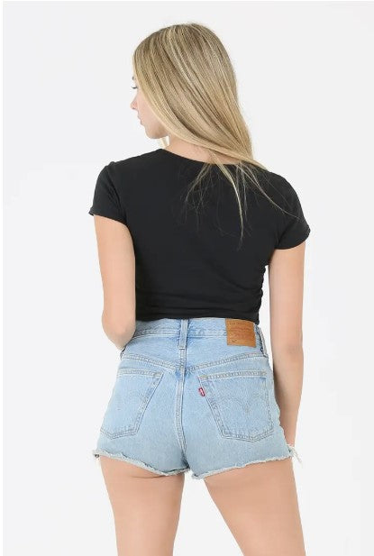 Cropped Short Sleeve Tee Black