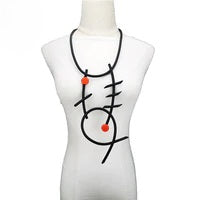 Recycled Rubber and Silicone Geometric Round Pendant Black/Red Short Necklace