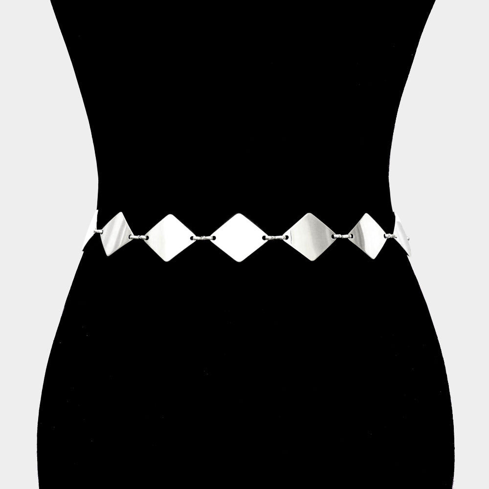 Belt Geometric Metal Diamond Shaped Link Stainless Steel Belt