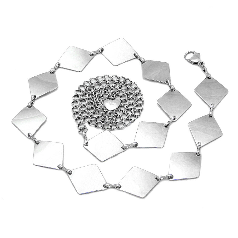Belt Geometric Metal Diamond Shaped Link Stainless Steel Belt