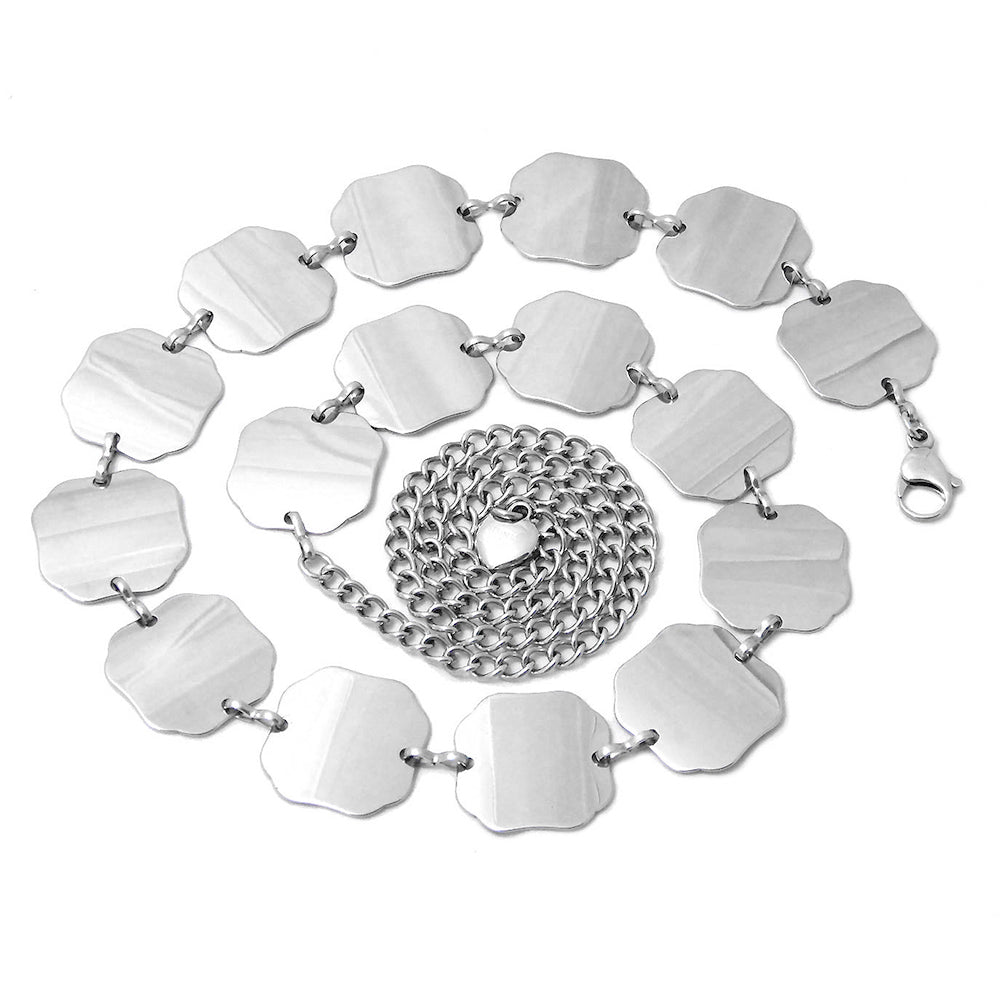 Belt Geometric Metal Hexagon Link Stainless Steel Belt