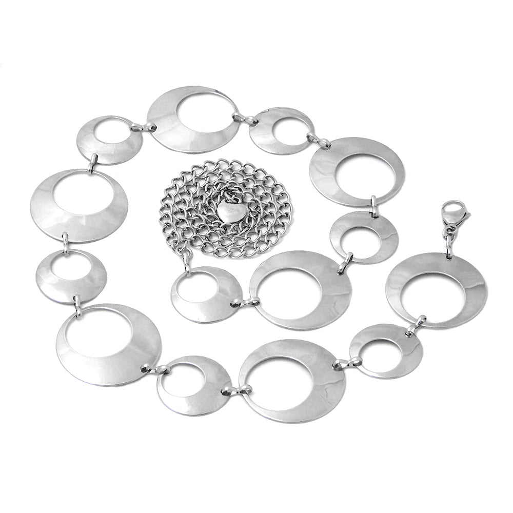 Belt Geometric Cut Out Metal Round Link Stainless Steel Belt
