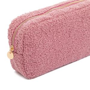 PURPLE SHERPA FAUX FUR MAKEUP BAG