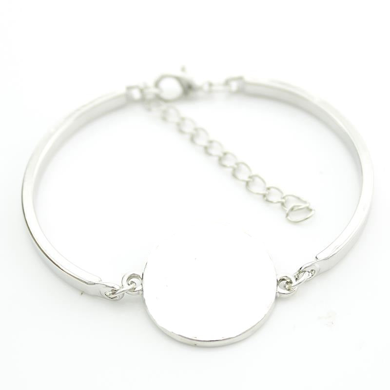 Girls "I Dance" Glass Cabochon Bangle Fashion Bracelet Silver Tone