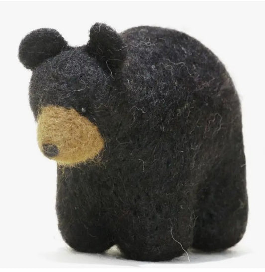 Black Bear: Alpaca Needle Felted Sculpture Ornament Decor