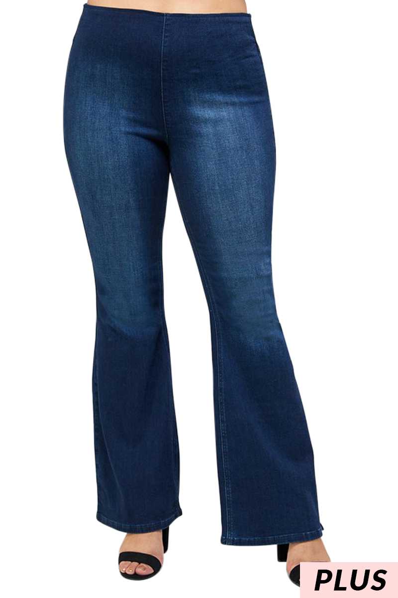 PLUS Size MID-RISE PREMIUM BANDED WIDER FLARE JEANS by Vanilla
