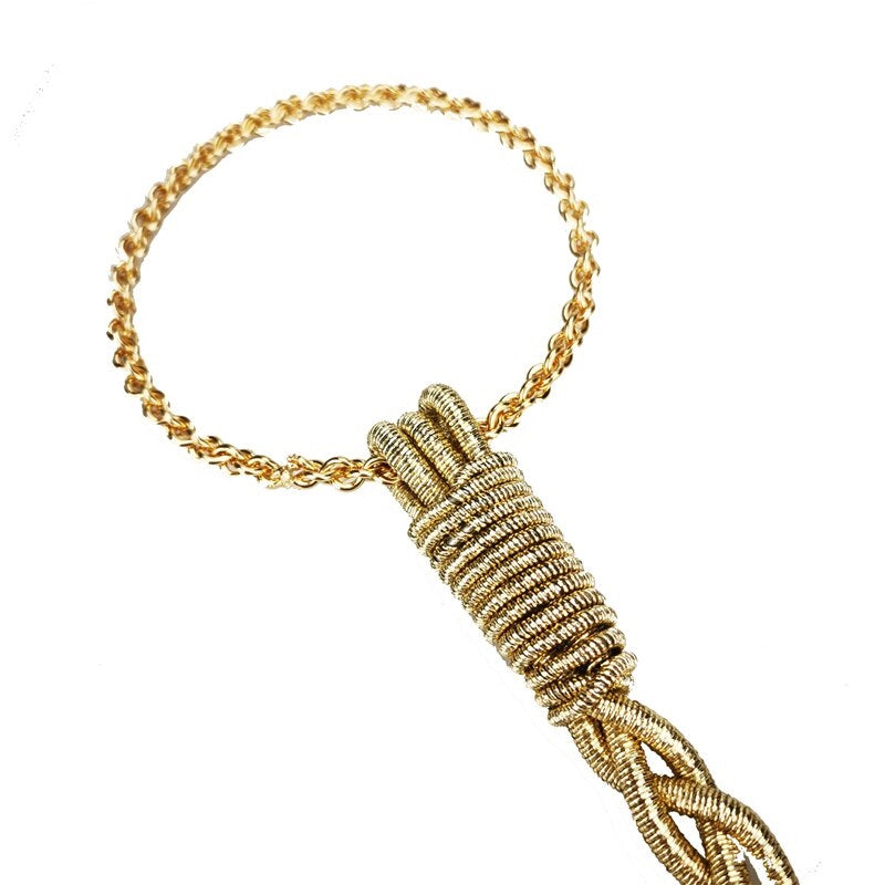 Gold Cord Women’s Fashion Belt with Braided Design and Faux Pearl Accents