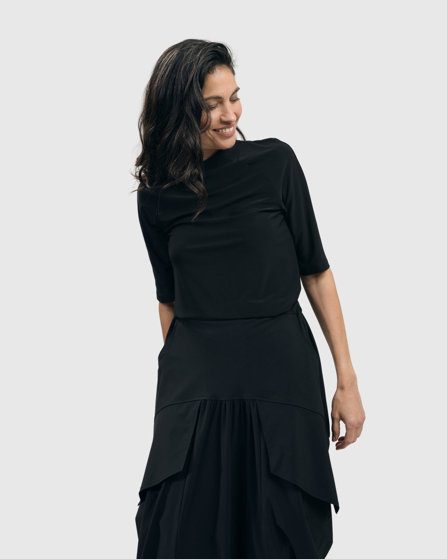 TEKBIKA MOCK-NECK TOP, BLACK by Alembika