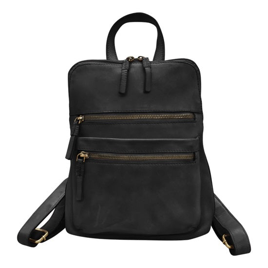 Washed Leather Small Backpack in Scotch