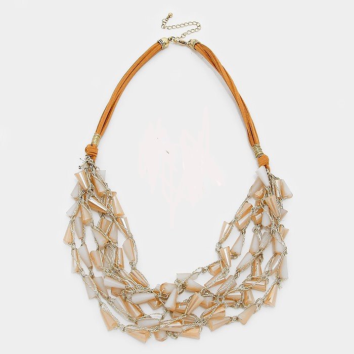 Multi-strand Ivory Crystal Bead Necklace