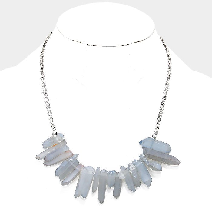 Raw quartz cluster necklace