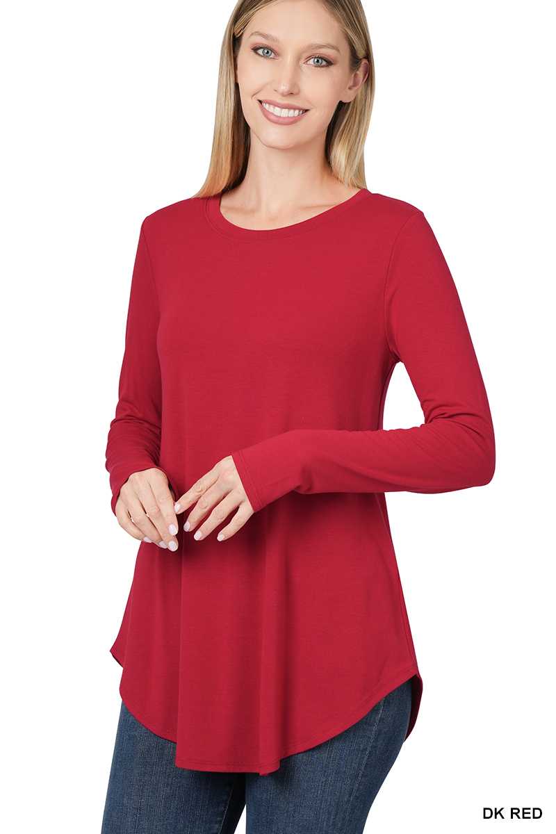 LONG SLEEVE ROUND NECK ROUND HEM TOP by Vanilla