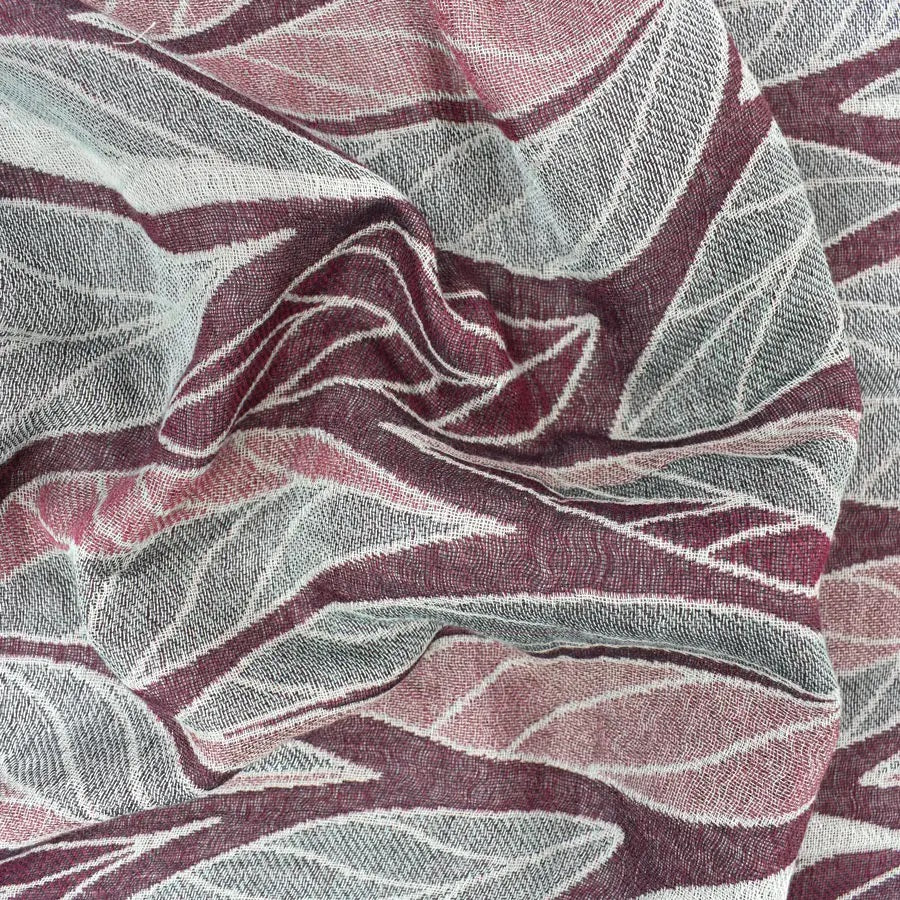 Devorah Woven Leaf Scarf Gray/Maroon by Dupatta